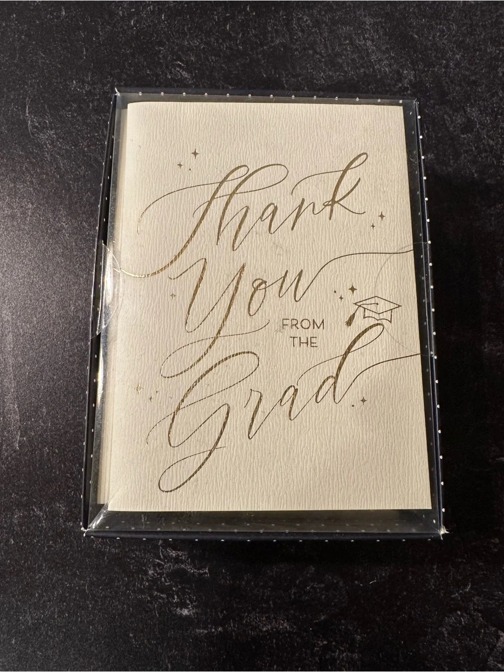 Graduation Thank You Card - Cream with Gold Script